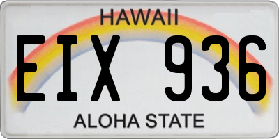 HI license plate EIX936