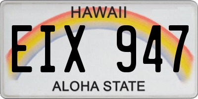 HI license plate EIX947