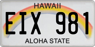 HI license plate EIX981