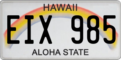 HI license plate EIX985