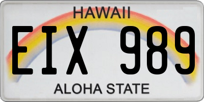HI license plate EIX989