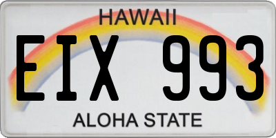 HI license plate EIX993