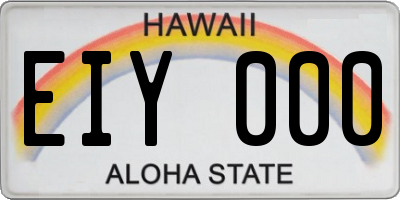HI license plate EIY000