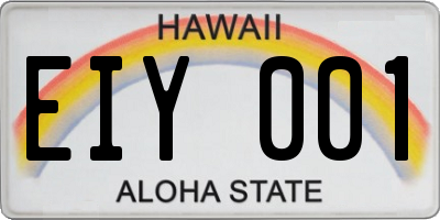 HI license plate EIY001