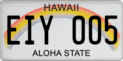 HI license plate EIY005