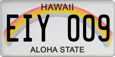 HI license plate EIY009