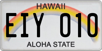 HI license plate EIY010