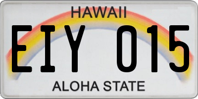 HI license plate EIY015