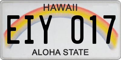 HI license plate EIY017