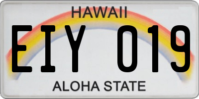 HI license plate EIY019