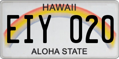 HI license plate EIY020