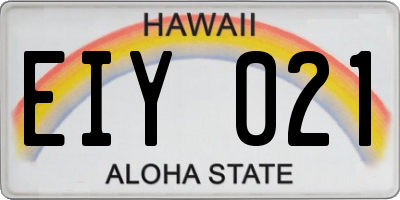 HI license plate EIY021