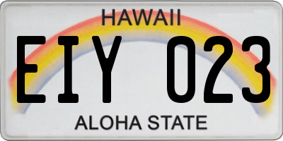 HI license plate EIY023