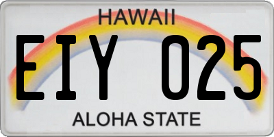 HI license plate EIY025