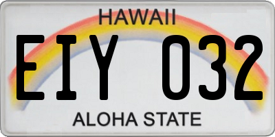 HI license plate EIY032