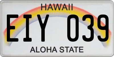 HI license plate EIY039