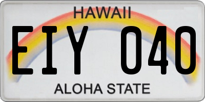HI license plate EIY040