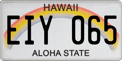 HI license plate EIY065