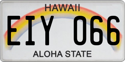 HI license plate EIY066