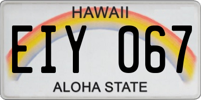 HI license plate EIY067