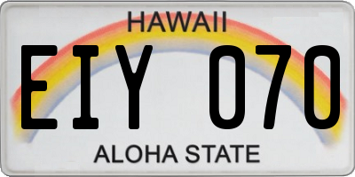 HI license plate EIY070