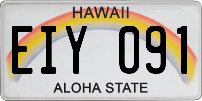 HI license plate EIY091