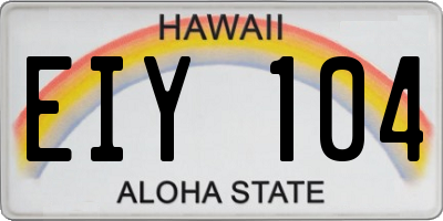 HI license plate EIY104