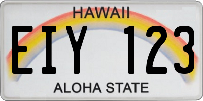 HI license plate EIY123