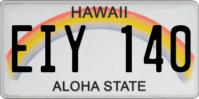 HI license plate EIY140