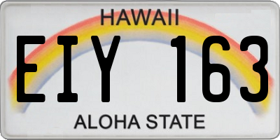 HI license plate EIY163
