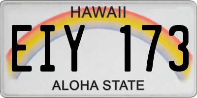 HI license plate EIY173