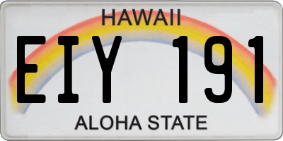 HI license plate EIY191