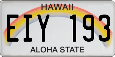 HI license plate EIY193