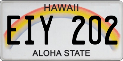 HI license plate EIY202