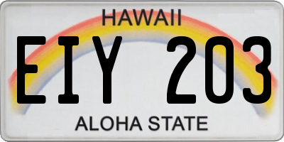 HI license plate EIY203