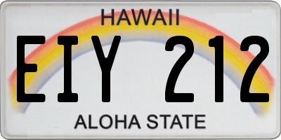 HI license plate EIY212