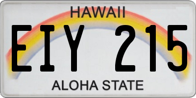 HI license plate EIY215