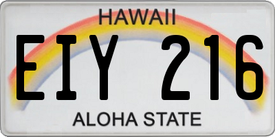 HI license plate EIY216