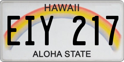 HI license plate EIY217
