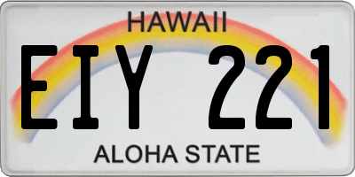 HI license plate EIY221