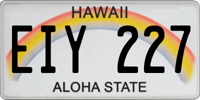 HI license plate EIY227