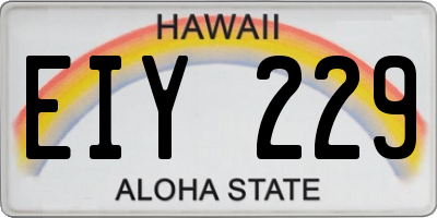 HI license plate EIY229