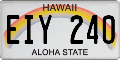 HI license plate EIY240