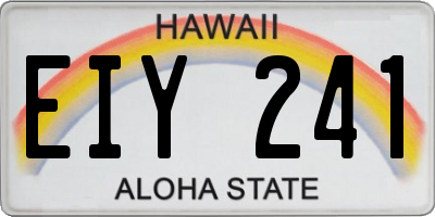 HI license plate EIY241