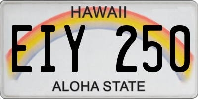 HI license plate EIY250