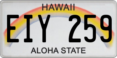 HI license plate EIY259