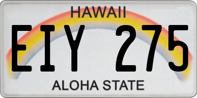 HI license plate EIY275