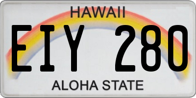 HI license plate EIY280