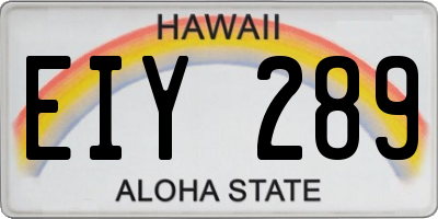 HI license plate EIY289