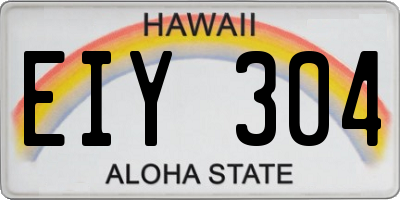 HI license plate EIY304